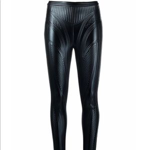 Mugler Black coated stretch-neoprene leggings 38